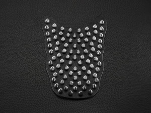 Black sneaker overlay with silver spikes for custom shoe styling.